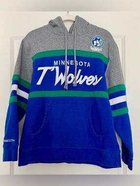 Mitchell & Ness Minnesota Timberwolves Grey/Blue/Green Hooded Pullover